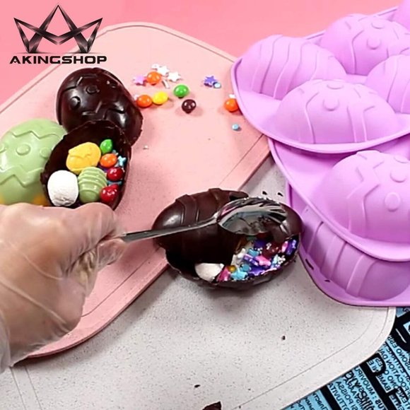 2 pcs New Easter Egg Shaped Silicone Chocolate Candy Mold, Baking Molds Candy - Picture 2 of 7